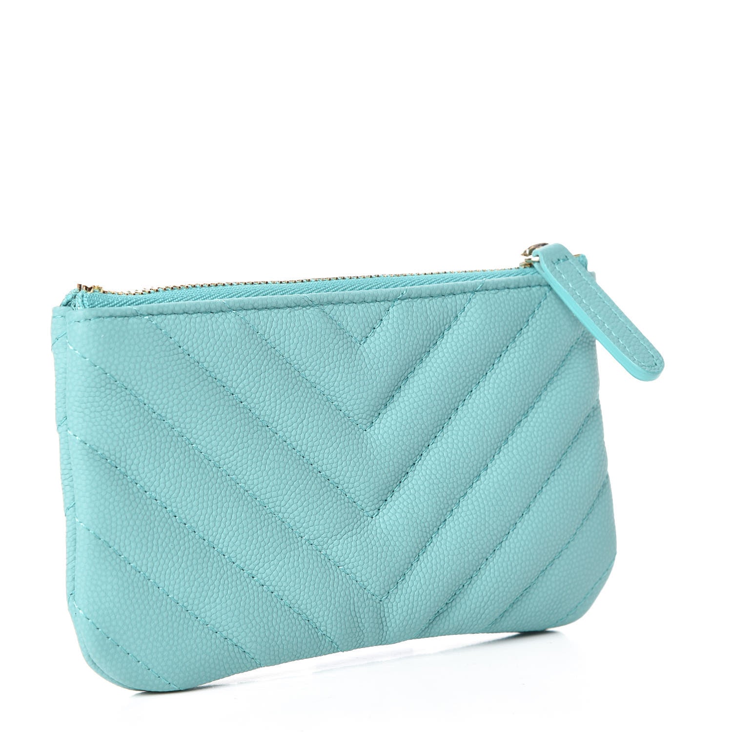 Chanel Caviar Chevron Quilted Small Cosmetic Case Green 3 of 10