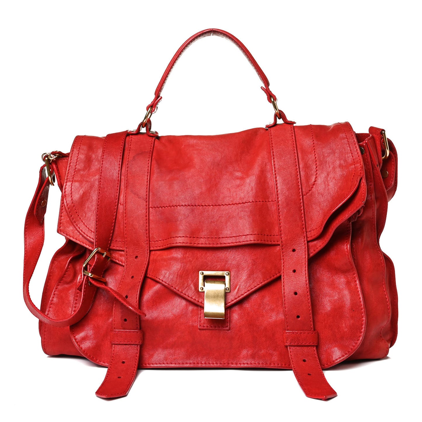 Lambskin PS1 Extra Large Satchel Lipstick Red