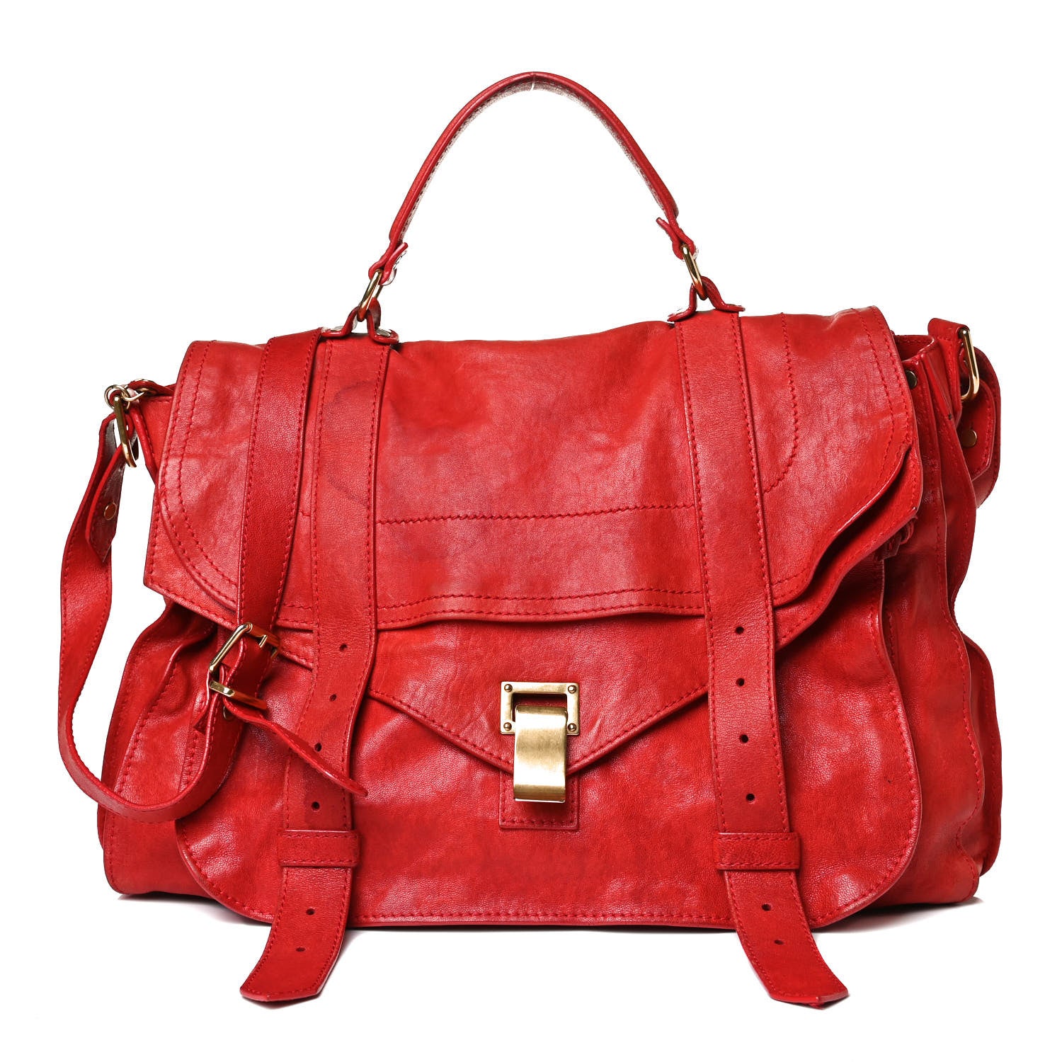 Proenza Schouler Lambskin PS1 Extra Large Satchel Lipstick Red 1 of 41