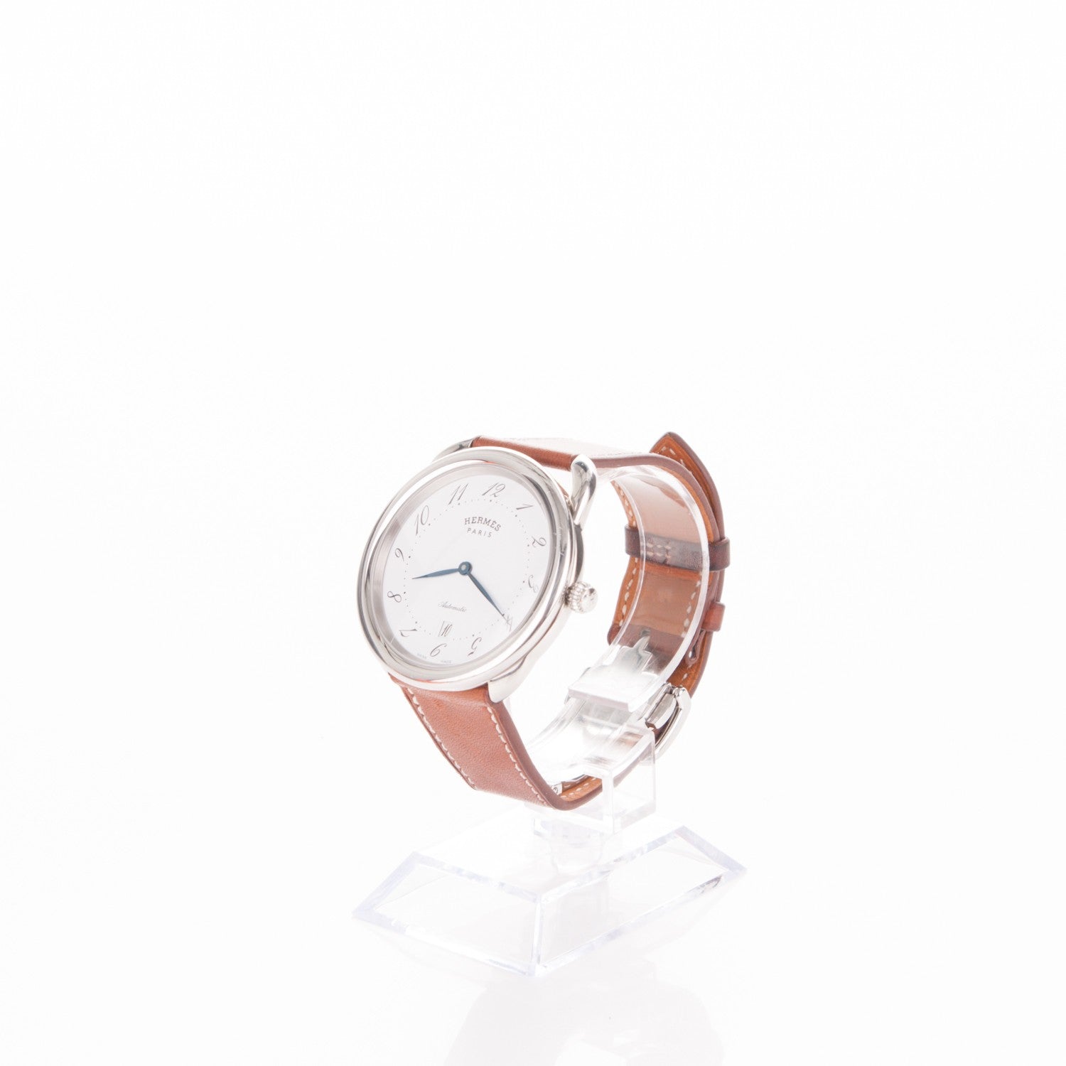Hermes Stainless Steel Barenia 41mm Arceau Quartz Watch Fauve 3 of 5