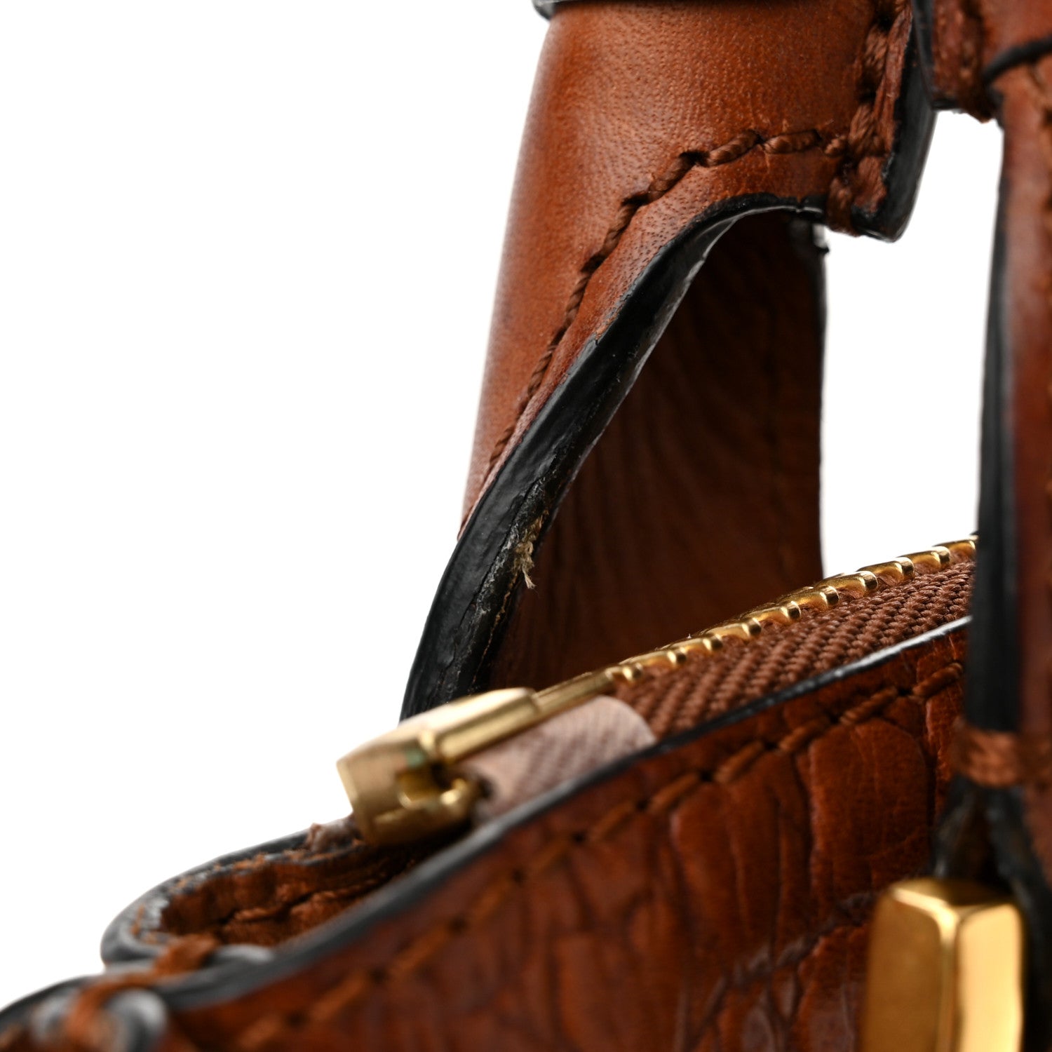 Chloe Calfskin Crocodile Embossed Medium Marcie Satchel Mahogany 13 of 15