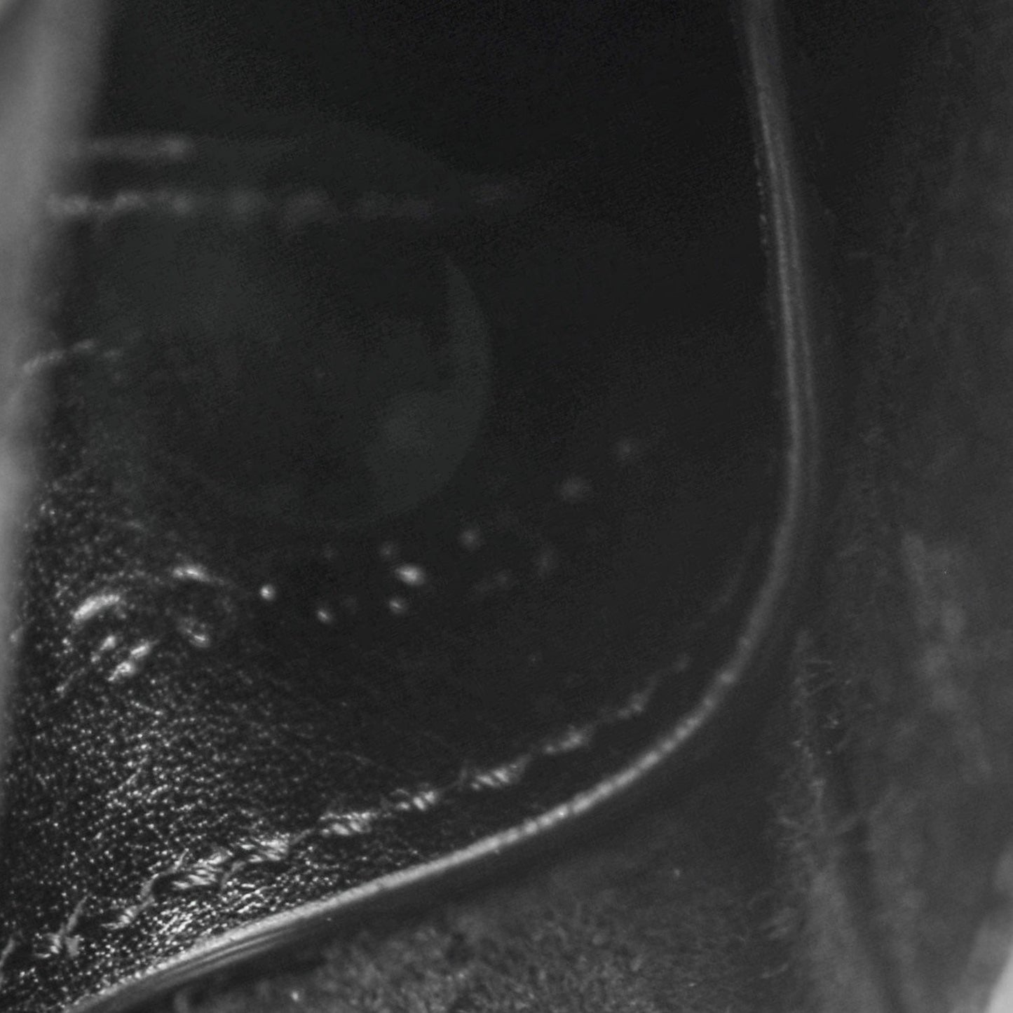 Glazed Calfskin Mini Curved Studded Saddle Bag Black