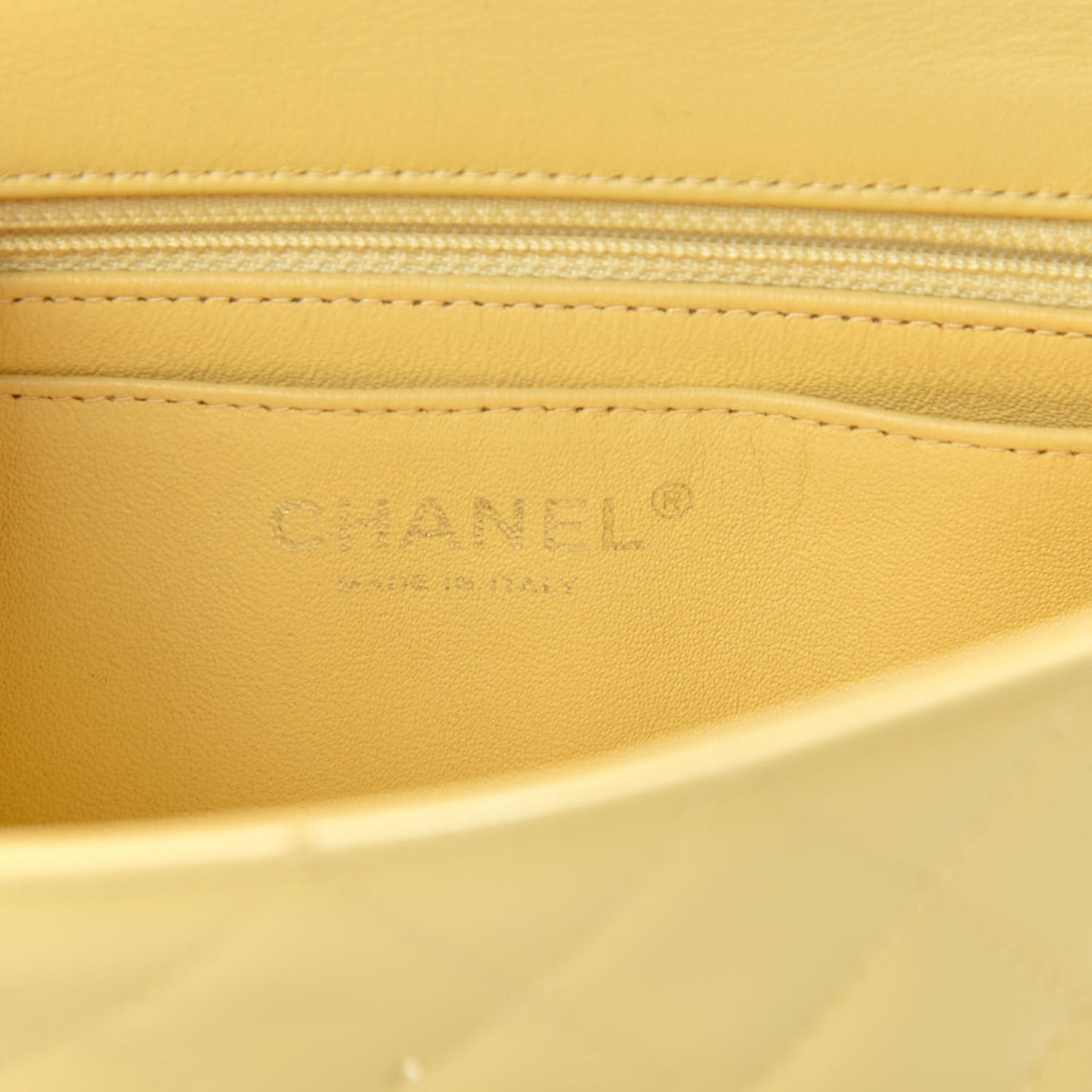 Patent Quilted Mini Rectangular Flap Yellow