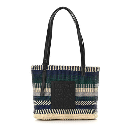 Loewe Textile Calfskin Small Square Basket Tote Bag Black Multicolor 1 of 10