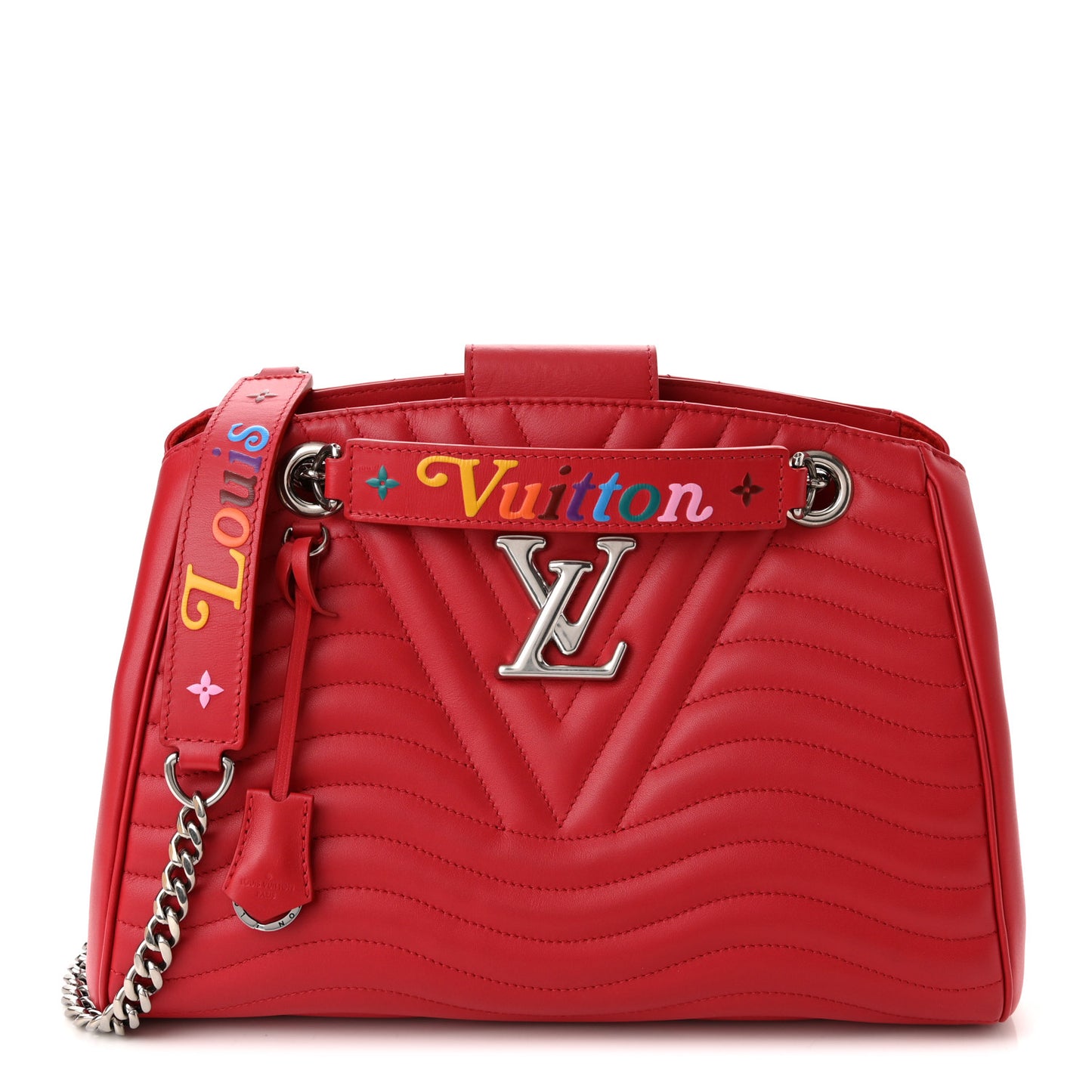 Calfskin New Wave Chain Tote Ecarlate