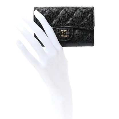 Chanel Caviar Quilted Flap Card Holder Wallet Black 2 of 8