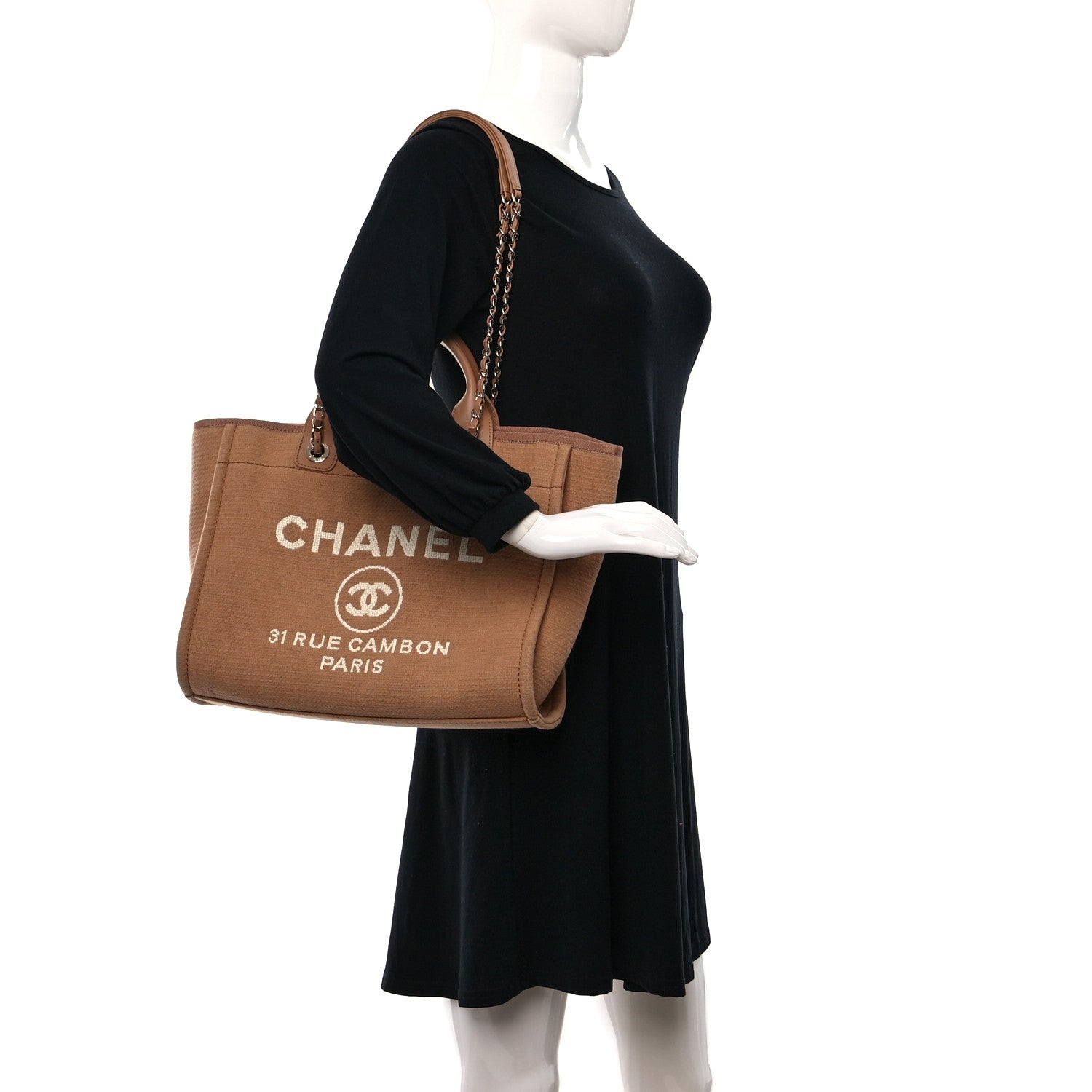 Chanel Mixed Fibers Small Deauville Tote Camel 3 of 10