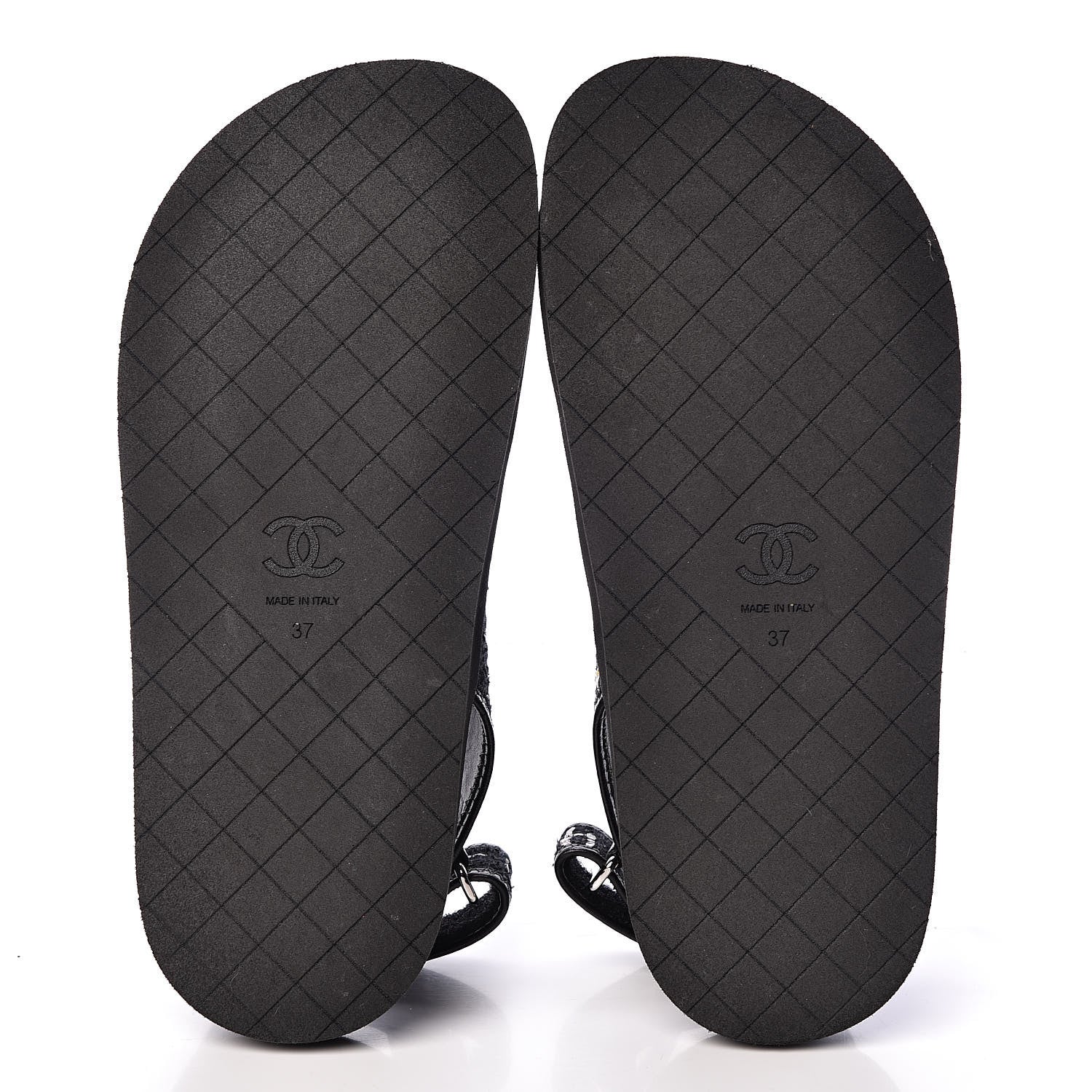 Chanel Tweed Lambskin Sandals 37 Black Multicolor 7 of 8