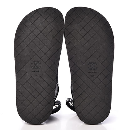 Chanel Tweed Lambskin Sandals 37 Black Multicolor 7 of 8