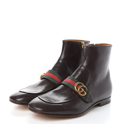 Gucci Goatskin Web Mens GG Ankle Boots 8.5 Cocoa 3 of 9