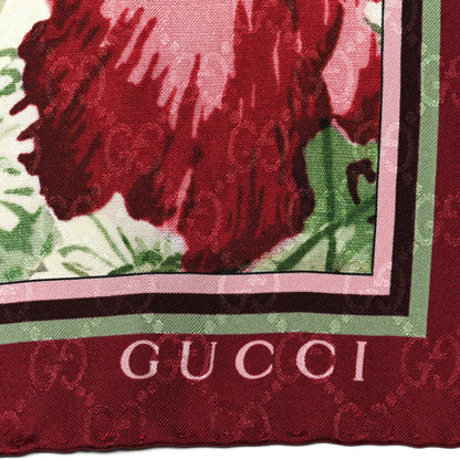 Gucci Silk Jacquard GG Monogram Deep Love Square Scarf Ivory Red 2 of 3