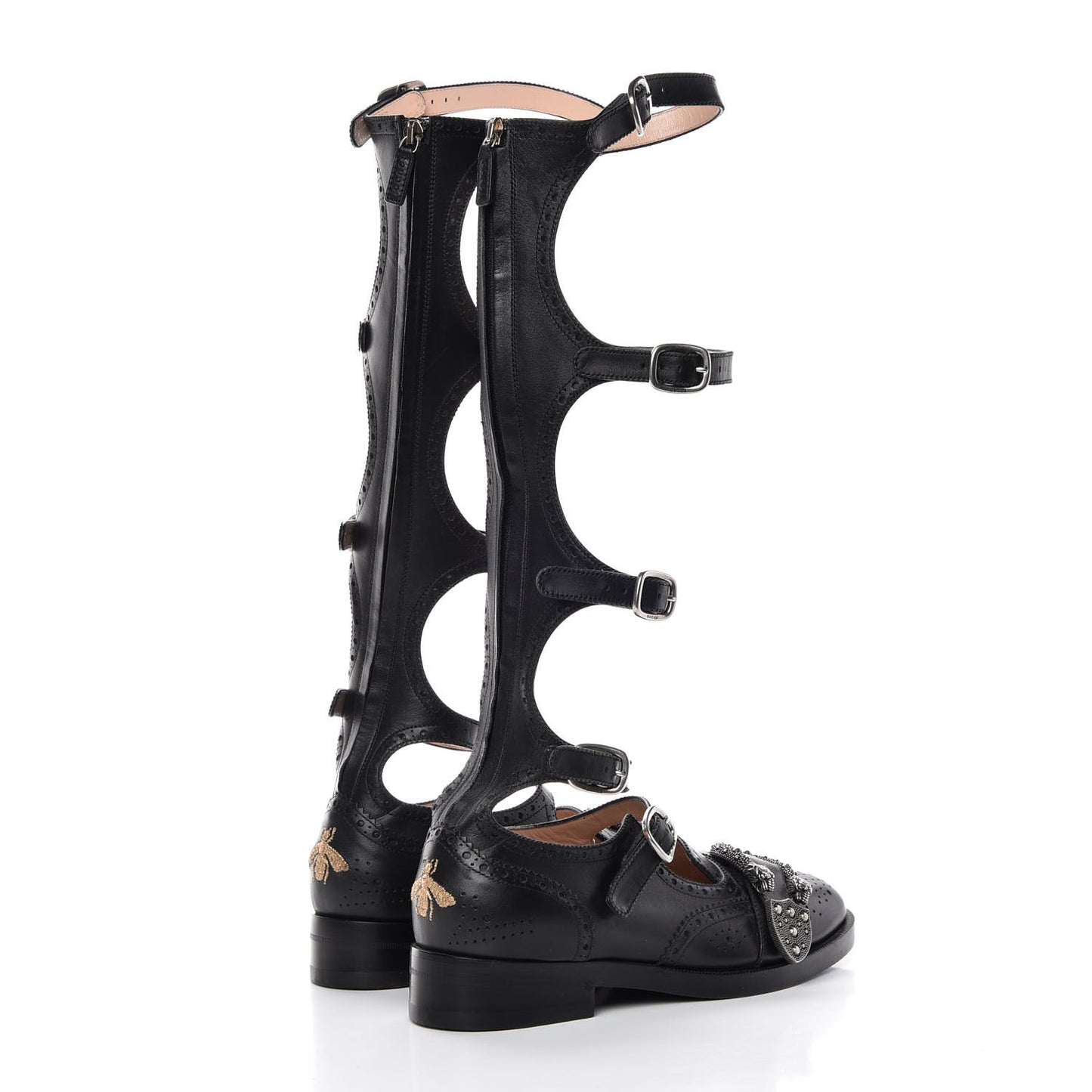 Calfskin Queercore Brogue Knee High Boots 37.5 Black