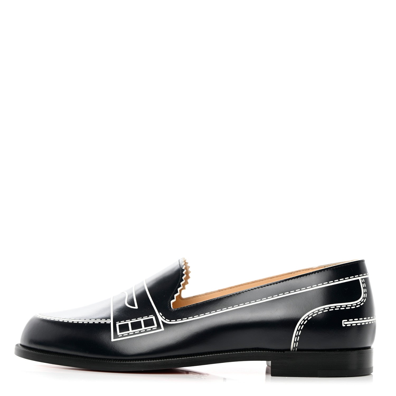 Christian Louboutin Calfskin Women Mocalaureat Tromp L'oeil Loafers 36 Navy 1 of 8