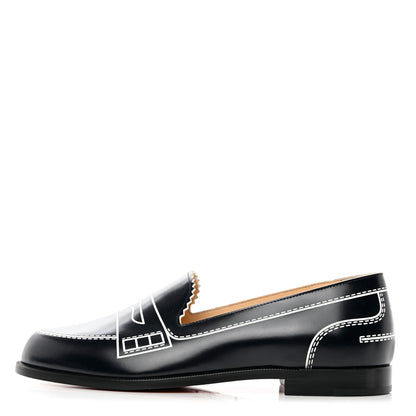 Christian Louboutin Calfskin Women Mocalaureat Tromp L'oeil Loafers 36 Navy 1 of 8