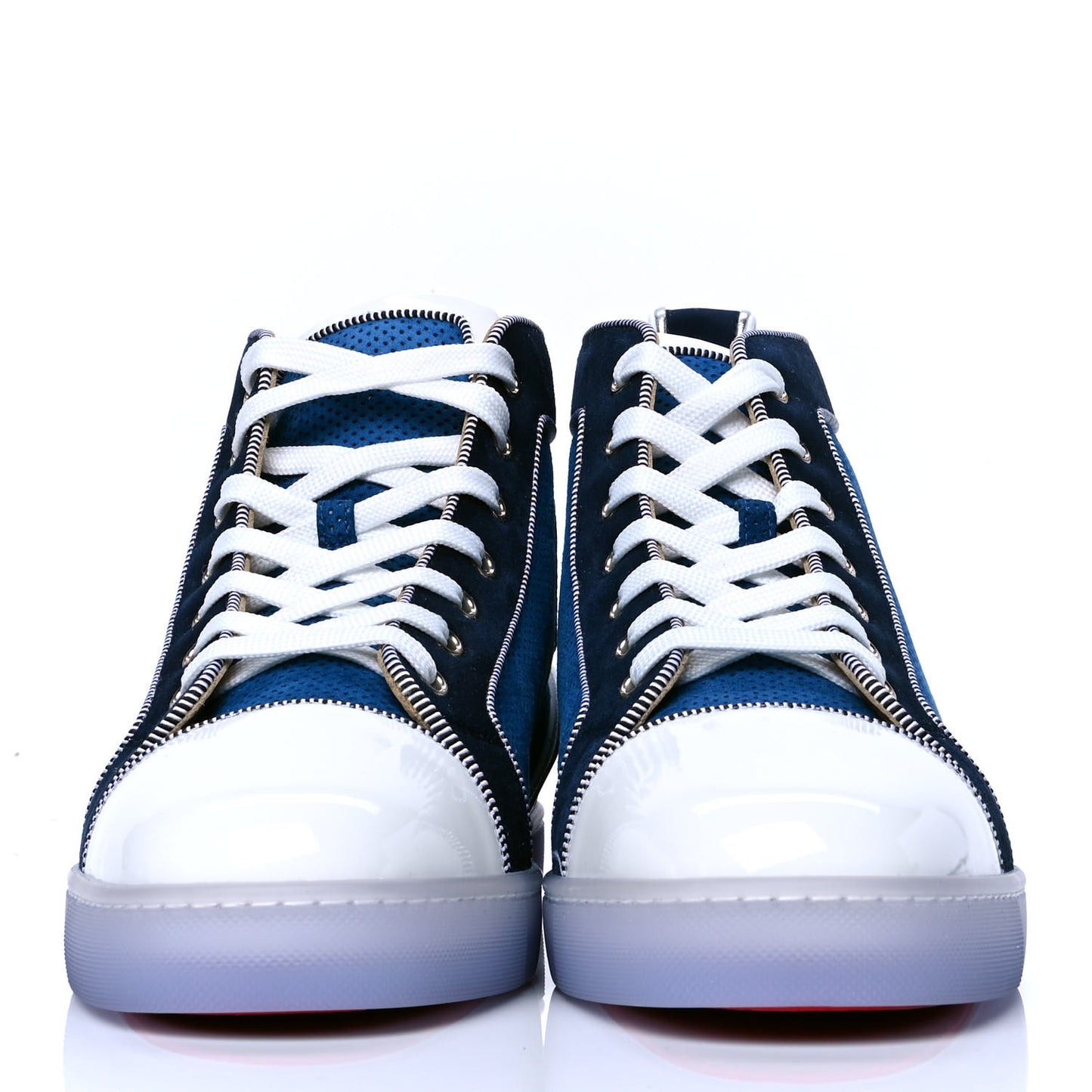 Suede Patent Perforated Mens Fun Louis Flat Sneakers 42.5 Blue