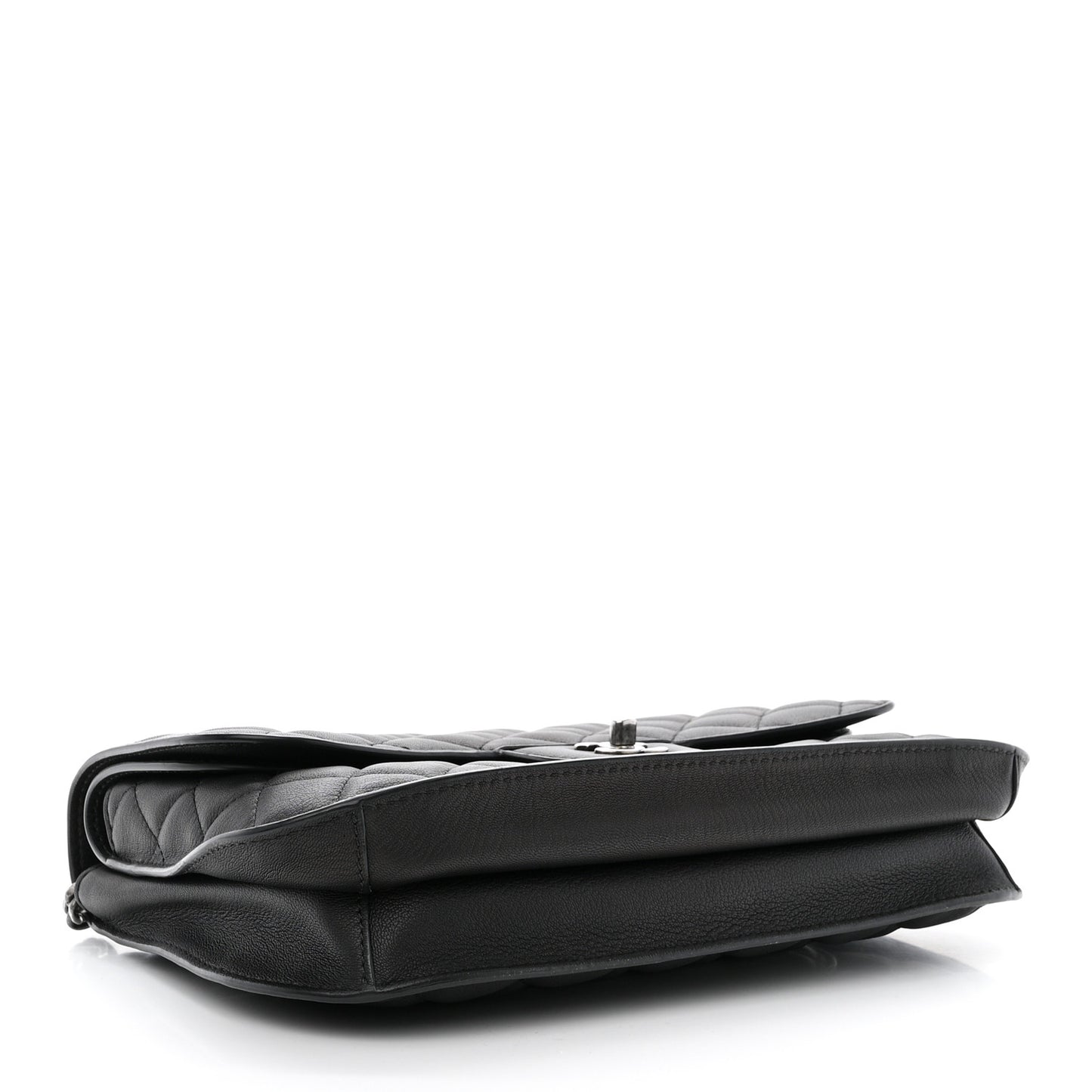 Lambskin Quilted Large Natural CC Flap Black