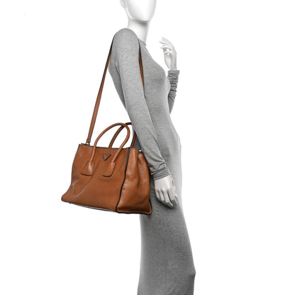 Prada Glace Calf Twin Pocket Tote Cannella 2 of 13