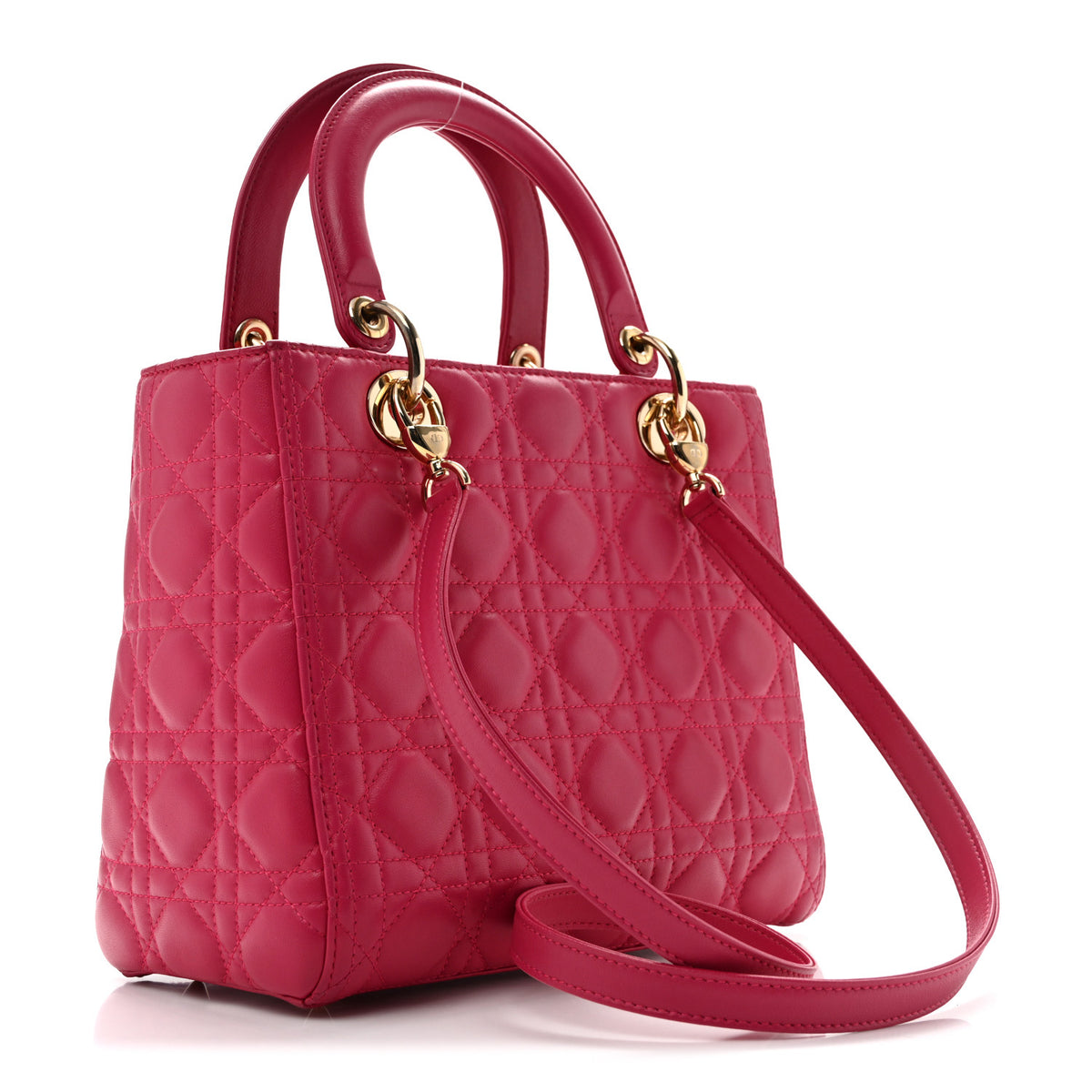Christian Dior Lambskin Cannage Medium Lady Dior Fuchsia 3 of 13