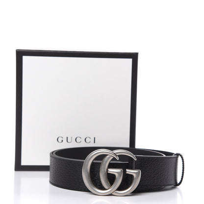 Gucci Textured Dollar Calfskin Nickel Double G 40mm Belt 90 36 Black 6 of 6