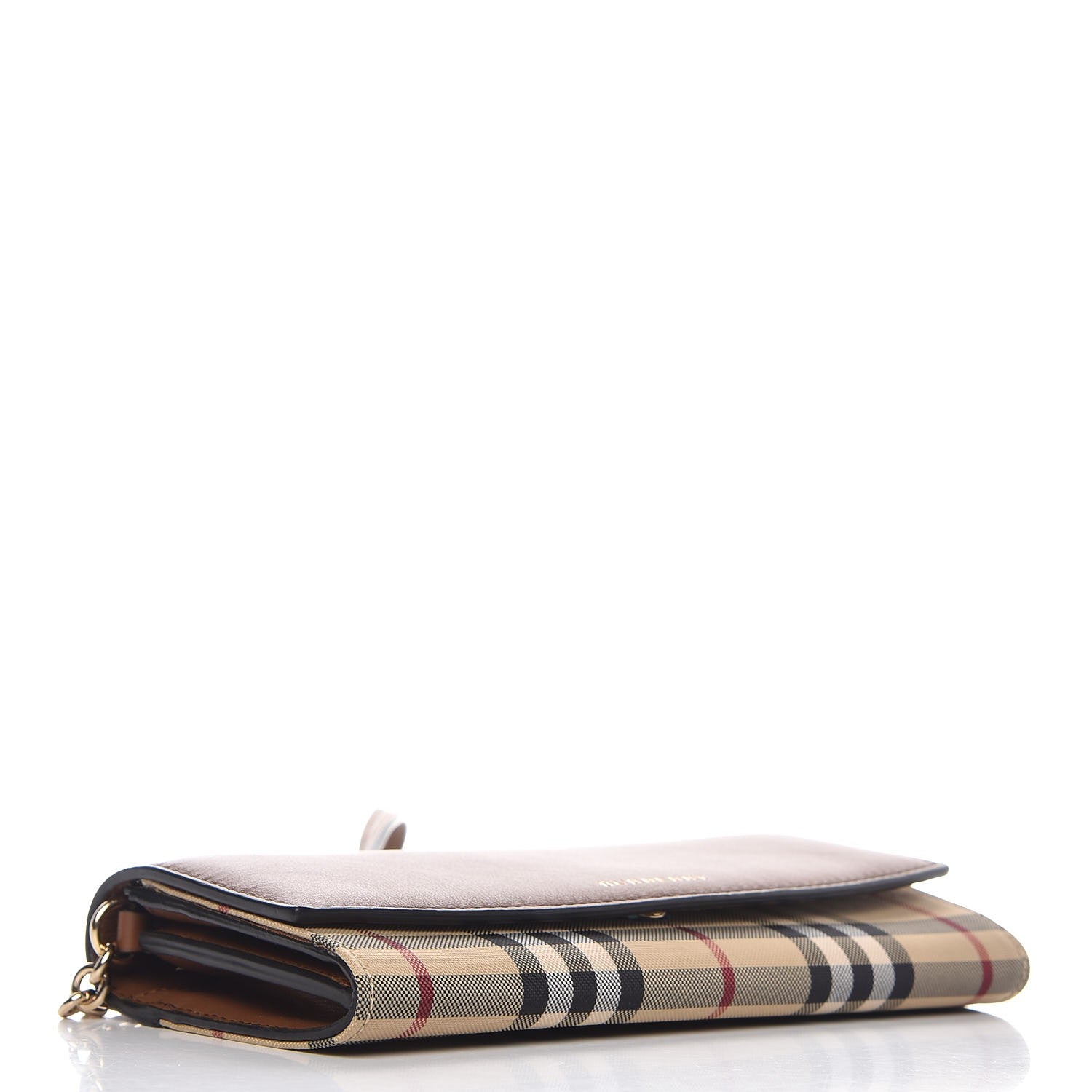 Burberry Derby Calfskin House Check Henley Wallet On Chain Tan 4 of 8