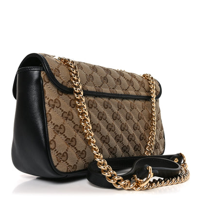 Gucci Monogram Matelasse Diagonal Small GG Marmont Shoulder Bag Beige Black 3 of 11