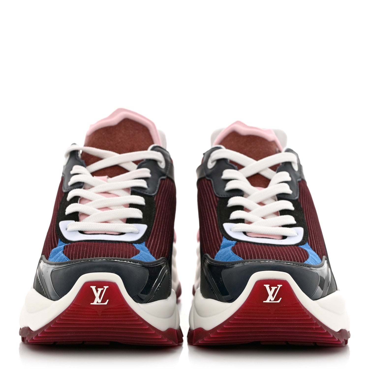 Louis Vuitton Mix Materials Suede Calfskin Run 55 Sneakers 41 Burgundy 2 of 10