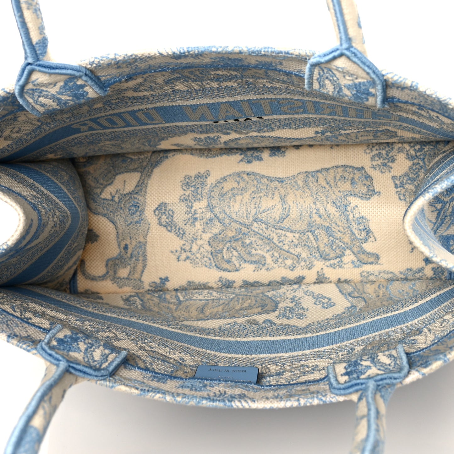 Canvas Embroidered Medium Dioriviera Toile De Jouy Book Tote Light Blue