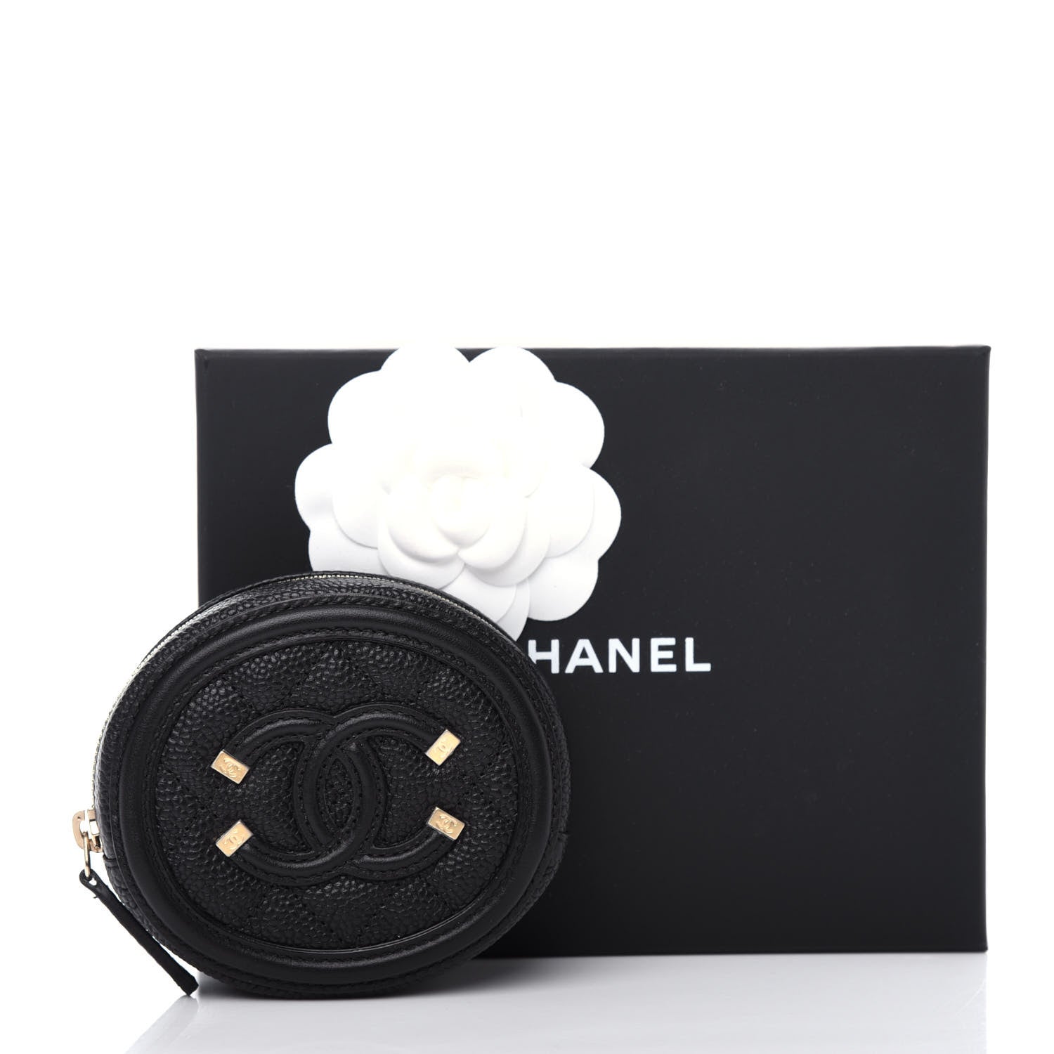 Chanel Caviar Quilted Filigree Zip Around Classic Coin Purse Black 8 of 8