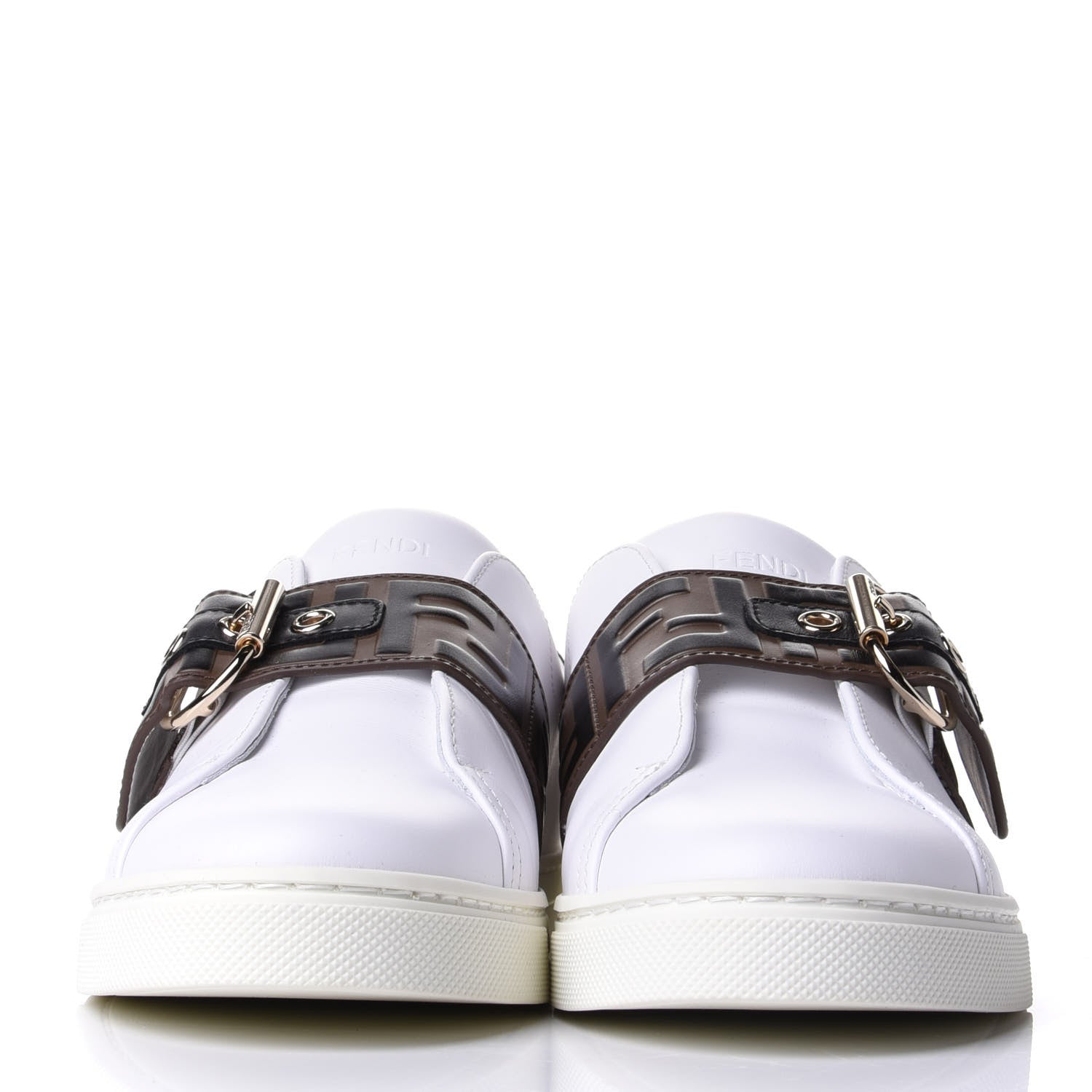 Fendi Vitello FF Embossed Womens Slip On Sneakers 38 Ultra White Maya Black 2 of 11