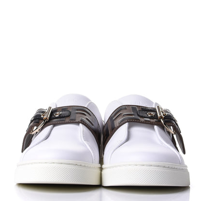 Fendi Vitello FF Embossed Womens Slip On Sneakers 38 Ultra White Maya Black 2 of 11