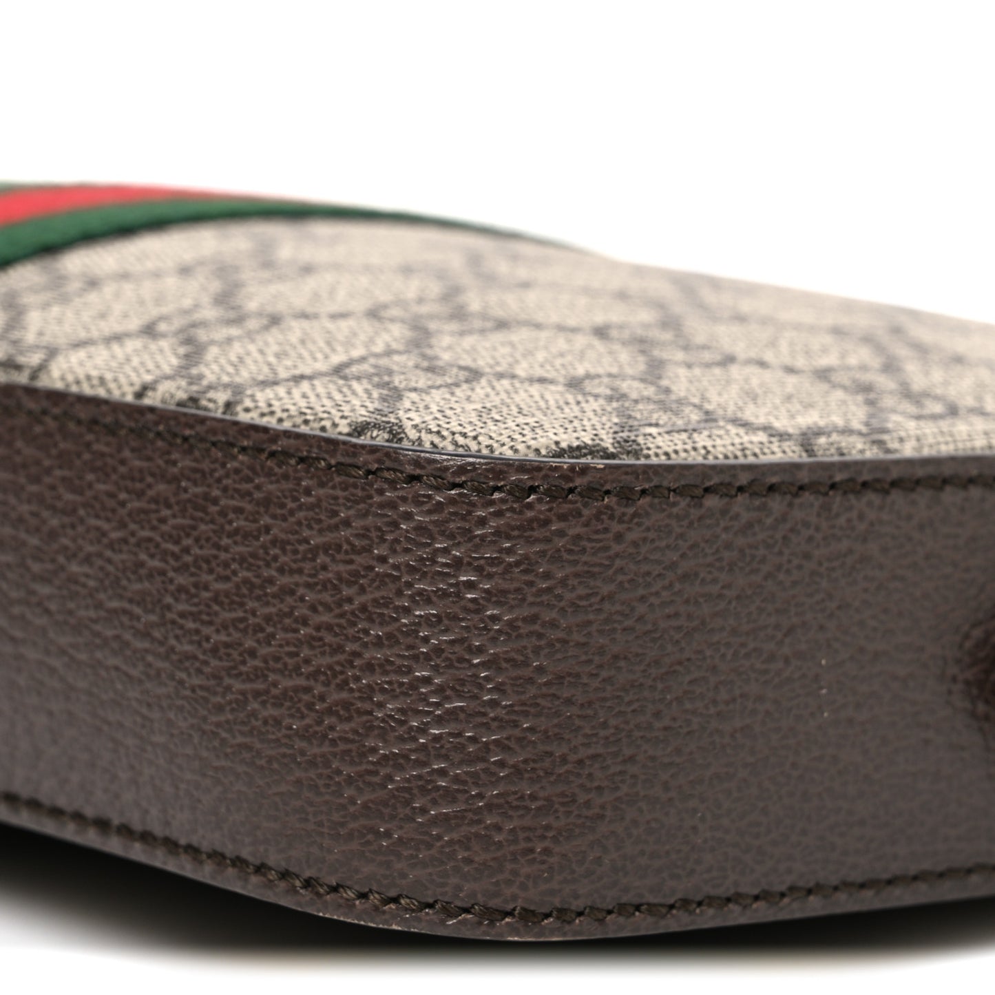 GG Supreme Monogram Textured Dollar Calfskin Web Ophidia Wristlet Shoulder Bag Beige Ebony New Acero