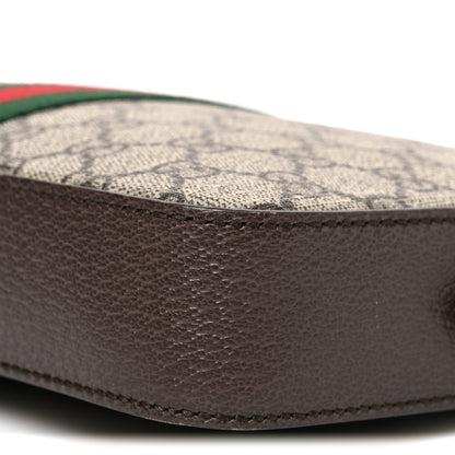 Gucci GG Supreme Monogram Textured Dollar Calfskin Web Ophidia Wristlet Shoulder Bag Beige Ebony New Acero 10 of 10