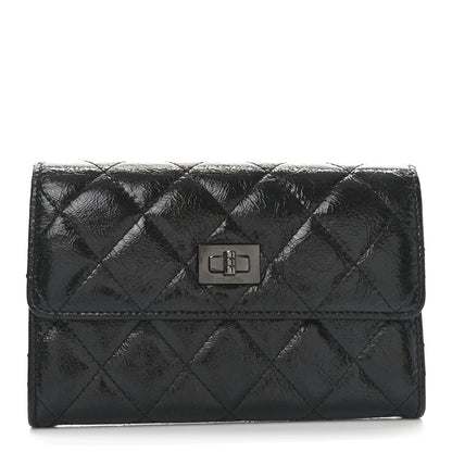 Chanel Shiny Calfskin Quilted Reissue Flap Card Holder Black 1 of 8