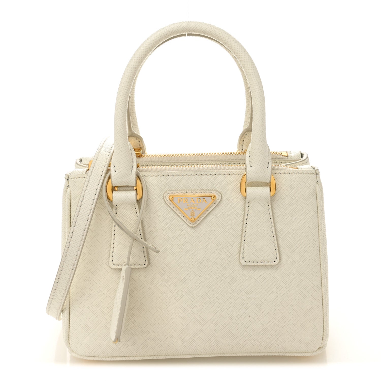 Prada Saffiano Lux Micro Galleria Double Zip Tote White 1 of 10