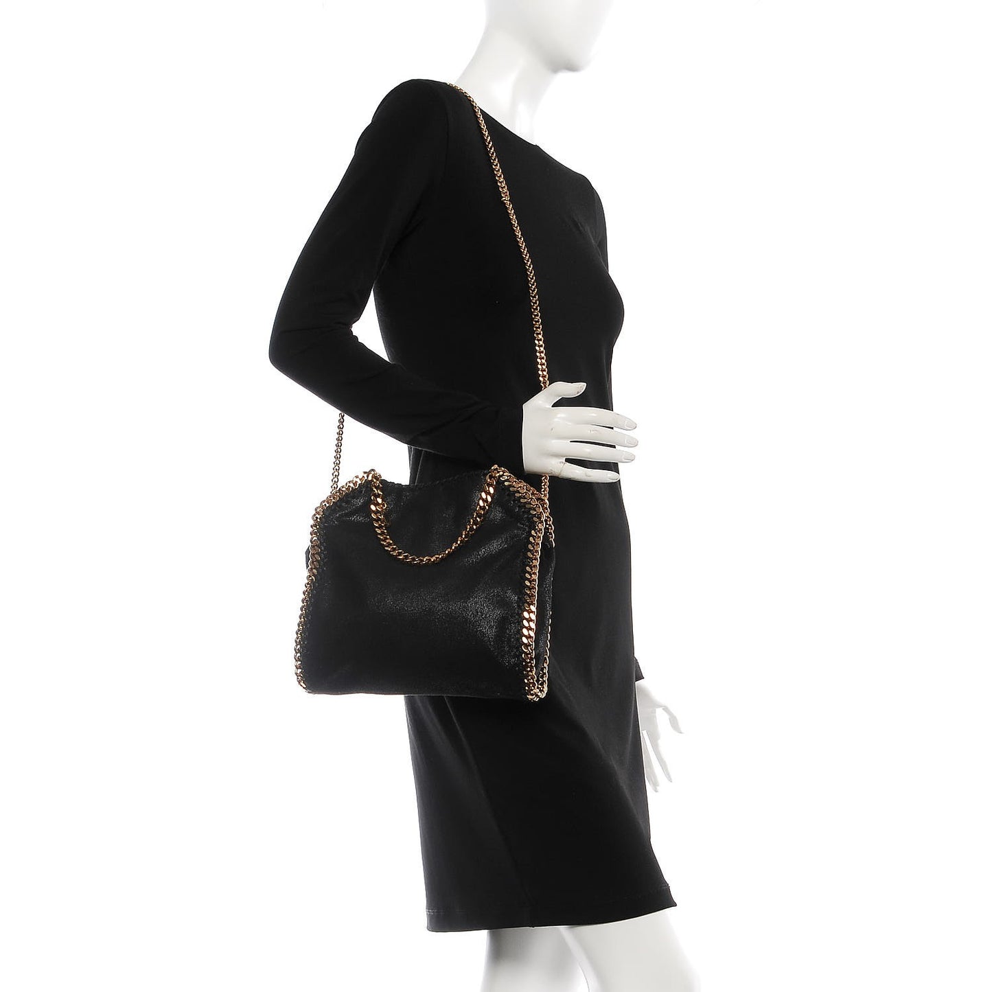 Shaggy Deer Mini Falabella Fold Over Tote Black