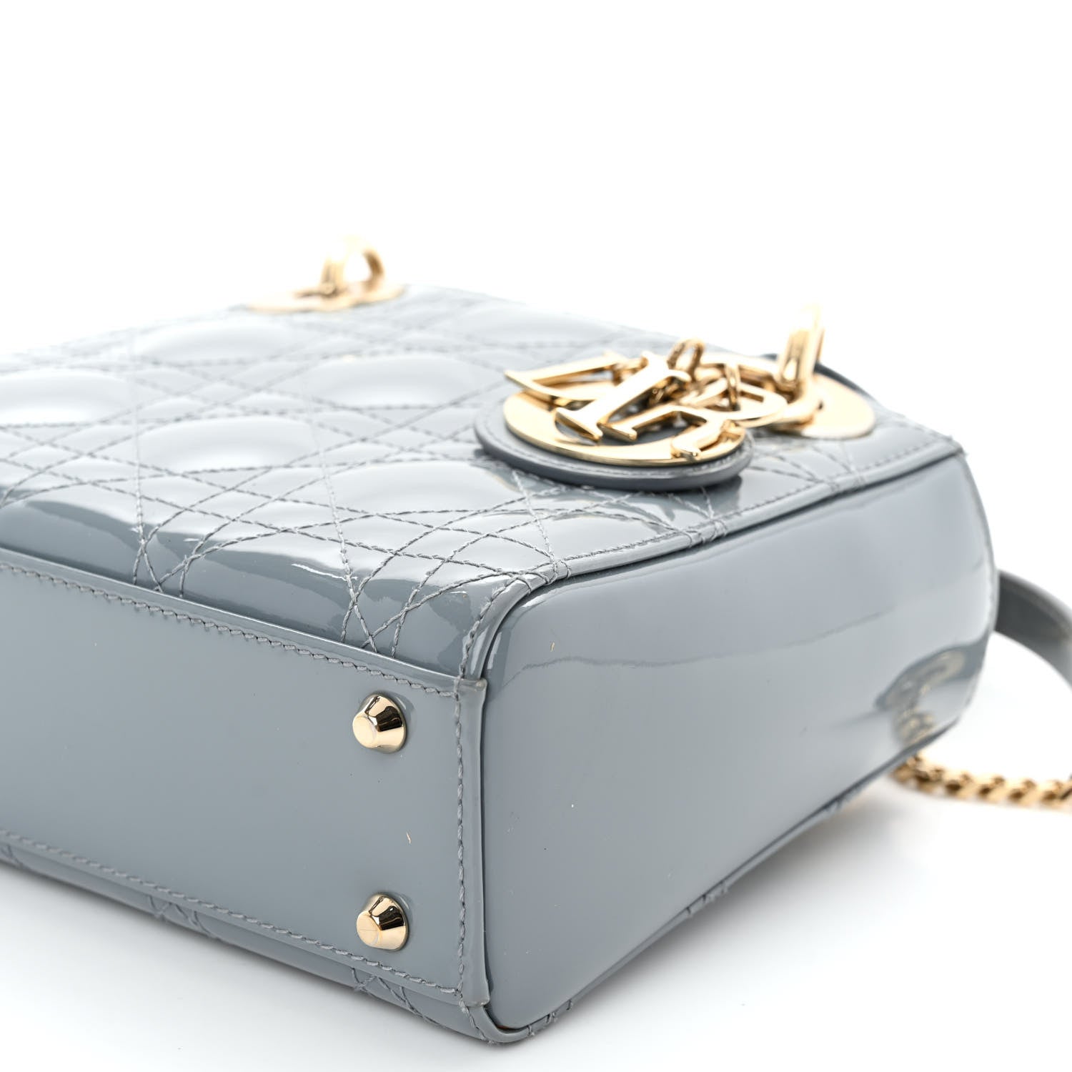 Christian Dior Patent Cannage Mini Lady Dior Light Blue 9 of 10