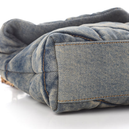 Saint Laurent Denim Quilted Toy Loulou Puffer Monogram Chain Satchel Rodeo Blue 8 of 9
