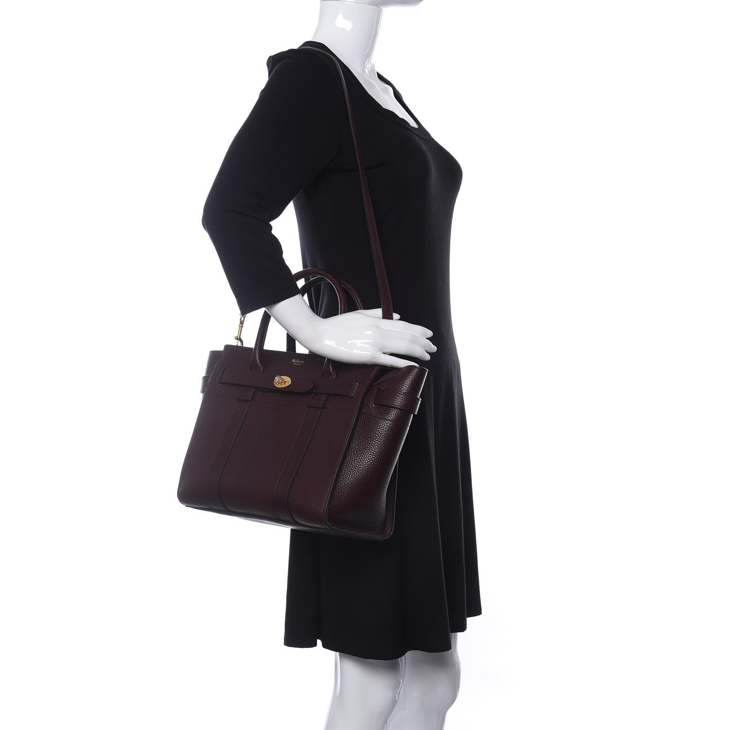 Mulberry Grain Vegetable Tanned Calfskin Small Zipped Bayswater Oxblood 2 of 9