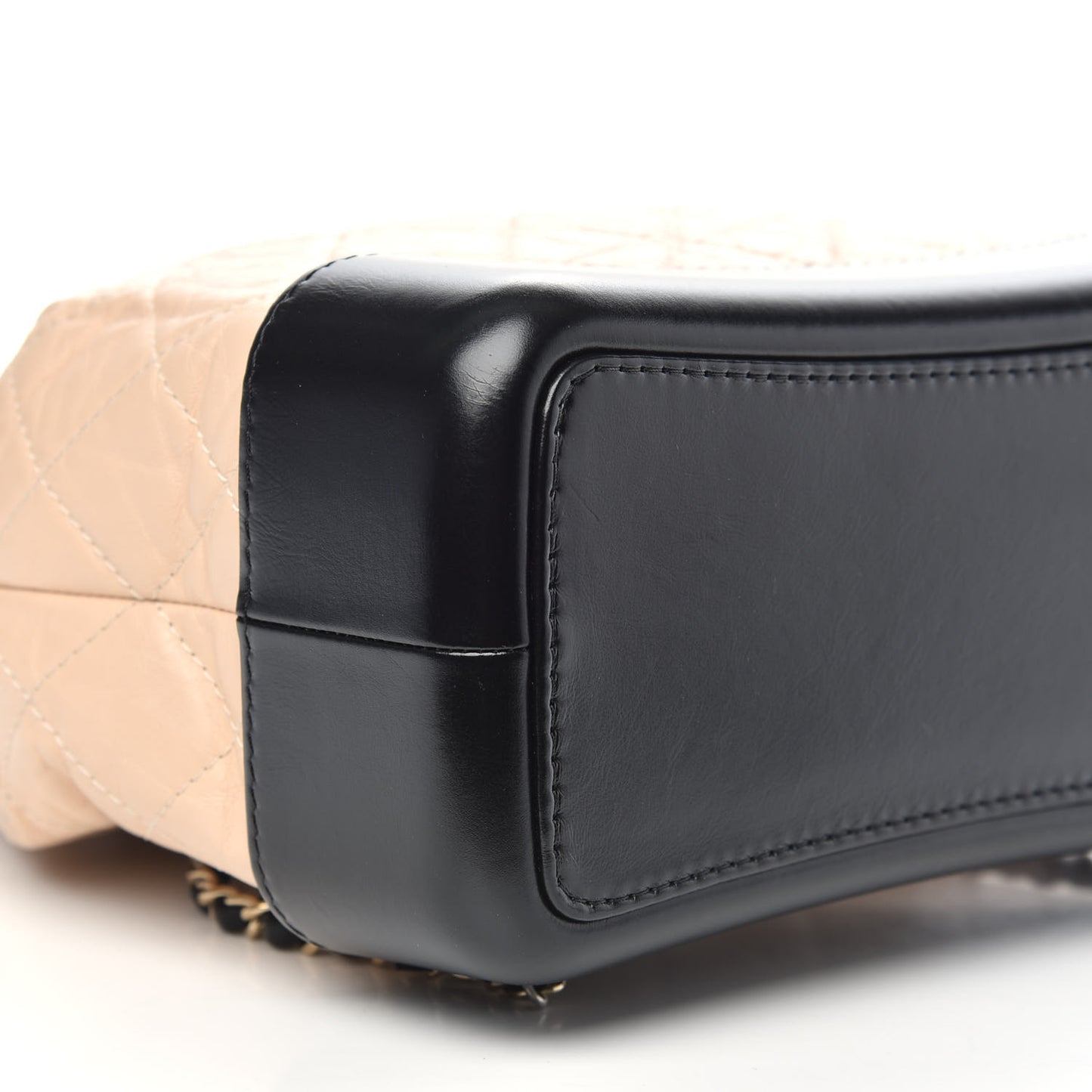 Aged Calfskin Quilted Small Gabrielle Backpack Beige Black
