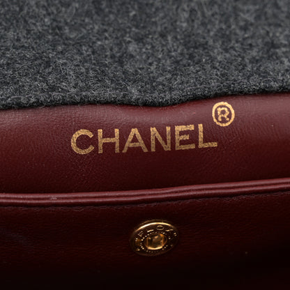 Chanel Lambskin Felt Quilted Small Single Flap With Pouch Grey Black 7 of 13