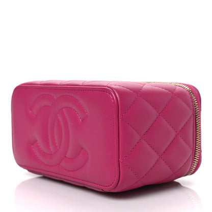 Chanel Lambskin Resin Quilted Vanity Case With Chain Fuchsia 9 of 11