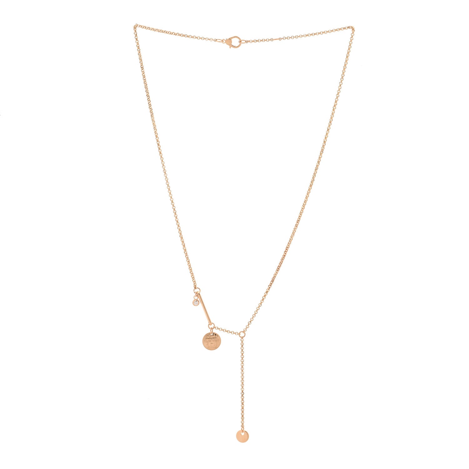 Hermes 18K Rose Gold Diamond TPM Ex-Libris Pendant Necklace 3 of 6
