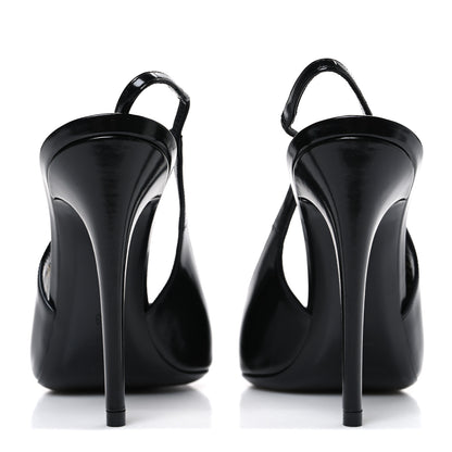 Saint Laurent Patent Vendome Slingback Pumps 38 Black 6 of 10