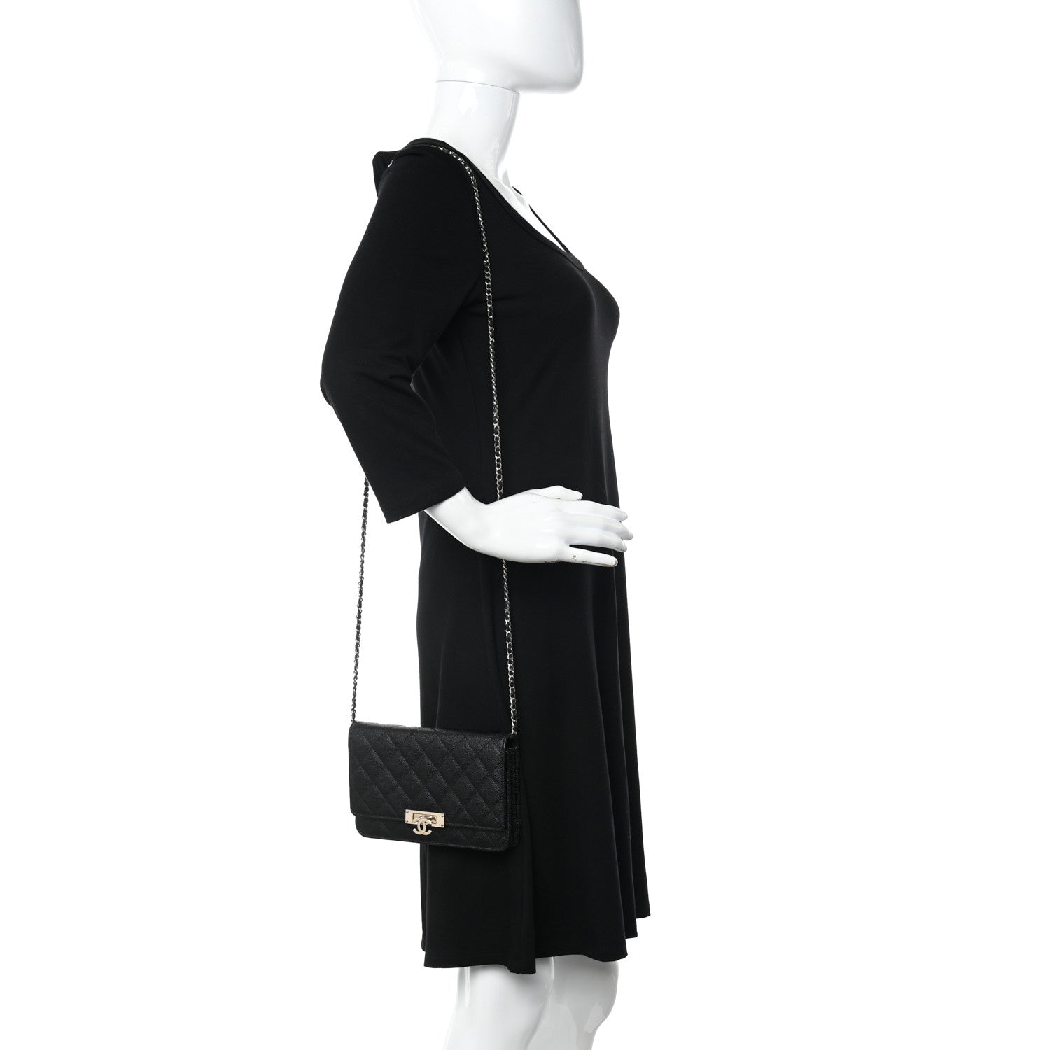 Chanel Caviar Quilted Golden Class Wallet On Chain WOC Black 2 of 12