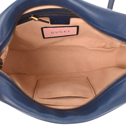 Gucci Calfskin Matelasse GucciGhost Medium GG Marmont Chain Shoulder Bag Blue Agata Hibiscus Red 5 of 13
