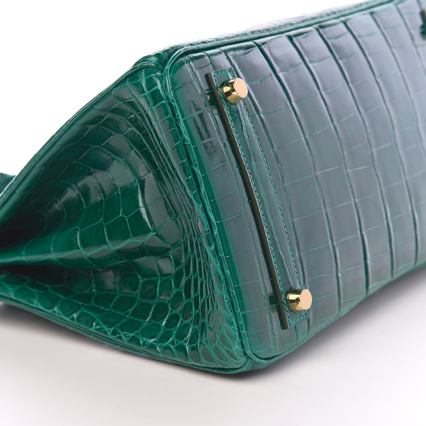 Shiny Niloticus Crocodile Horseshoe Birkin 30 Vert Emeraude Black