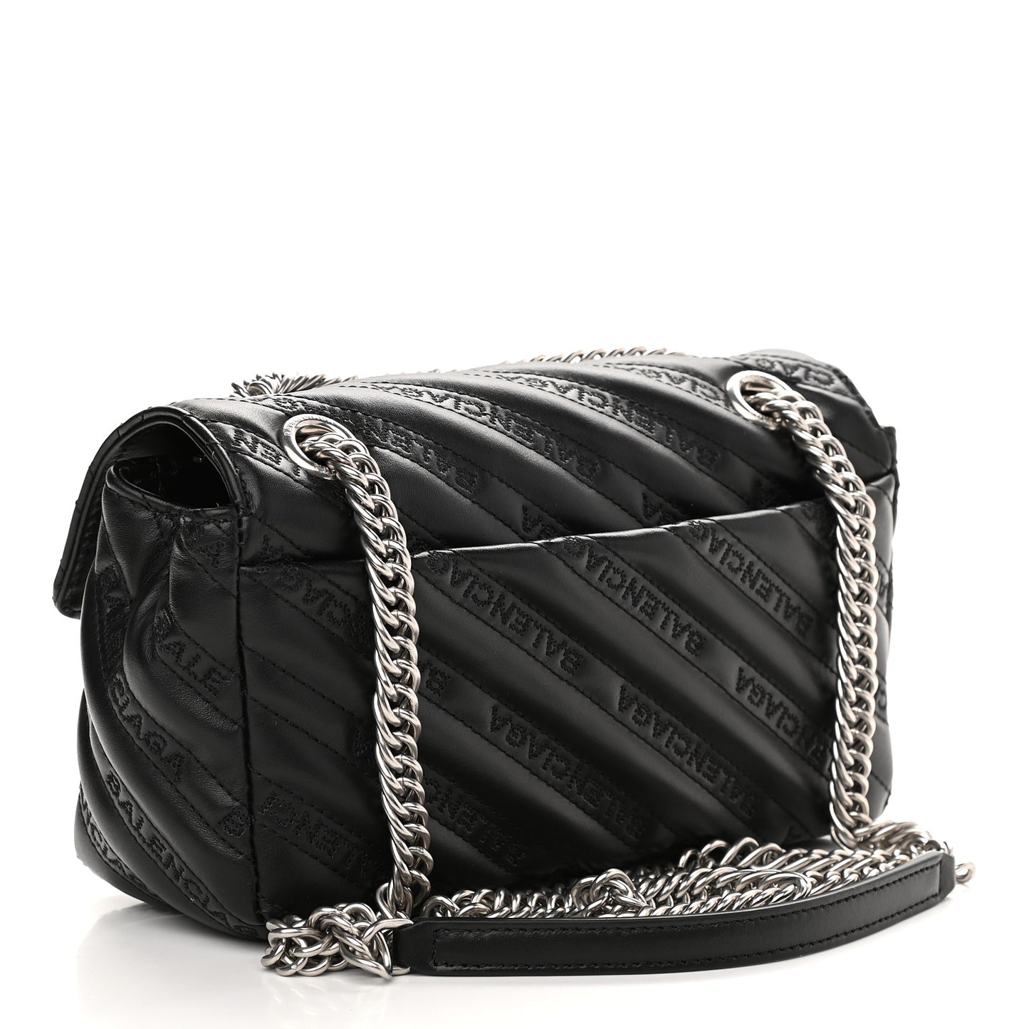 Calfskin Logo Matelasse S BB Round Shoulder Bag Black