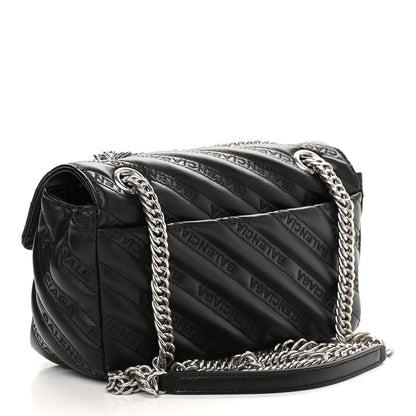 Balenciaga Calfskin Logo Matelasse S BB Round Shoulder Bag Black 3 of 8