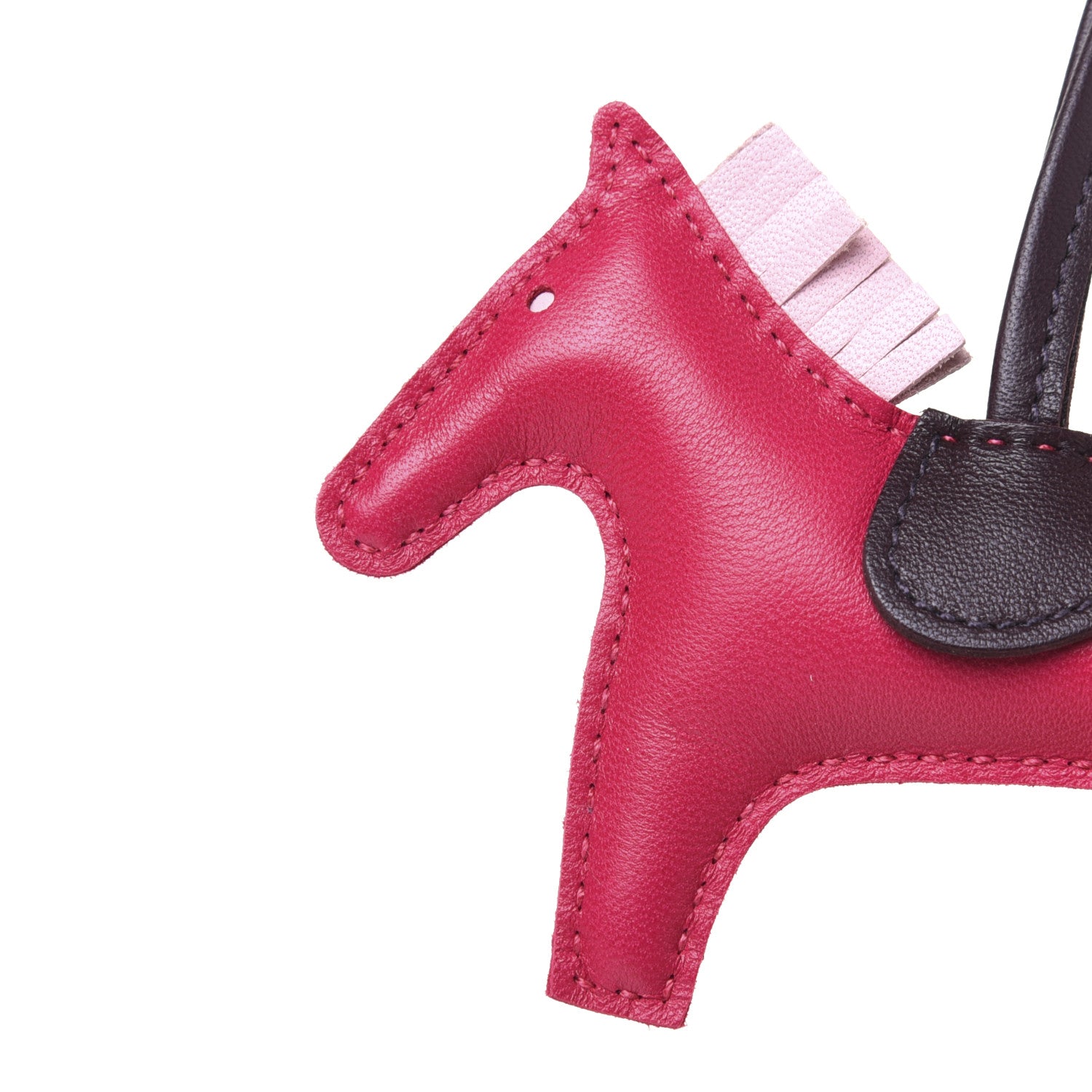 Hermes Milo Lambskin Grigri Rodeo Horse Bag Charm PM Rose Sakura Framboise Rouge Sellier 7 of 8