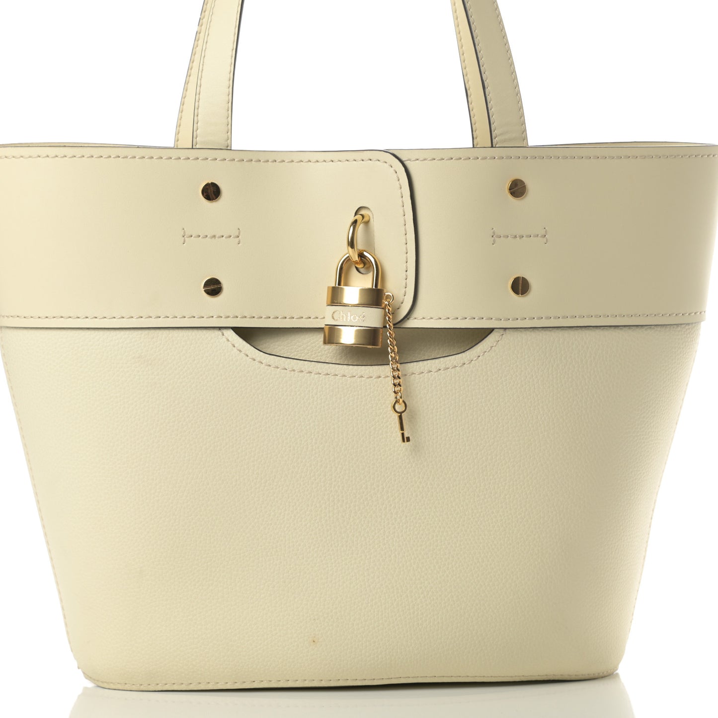 Smooth Grained Calfskin Small Aby Tote White